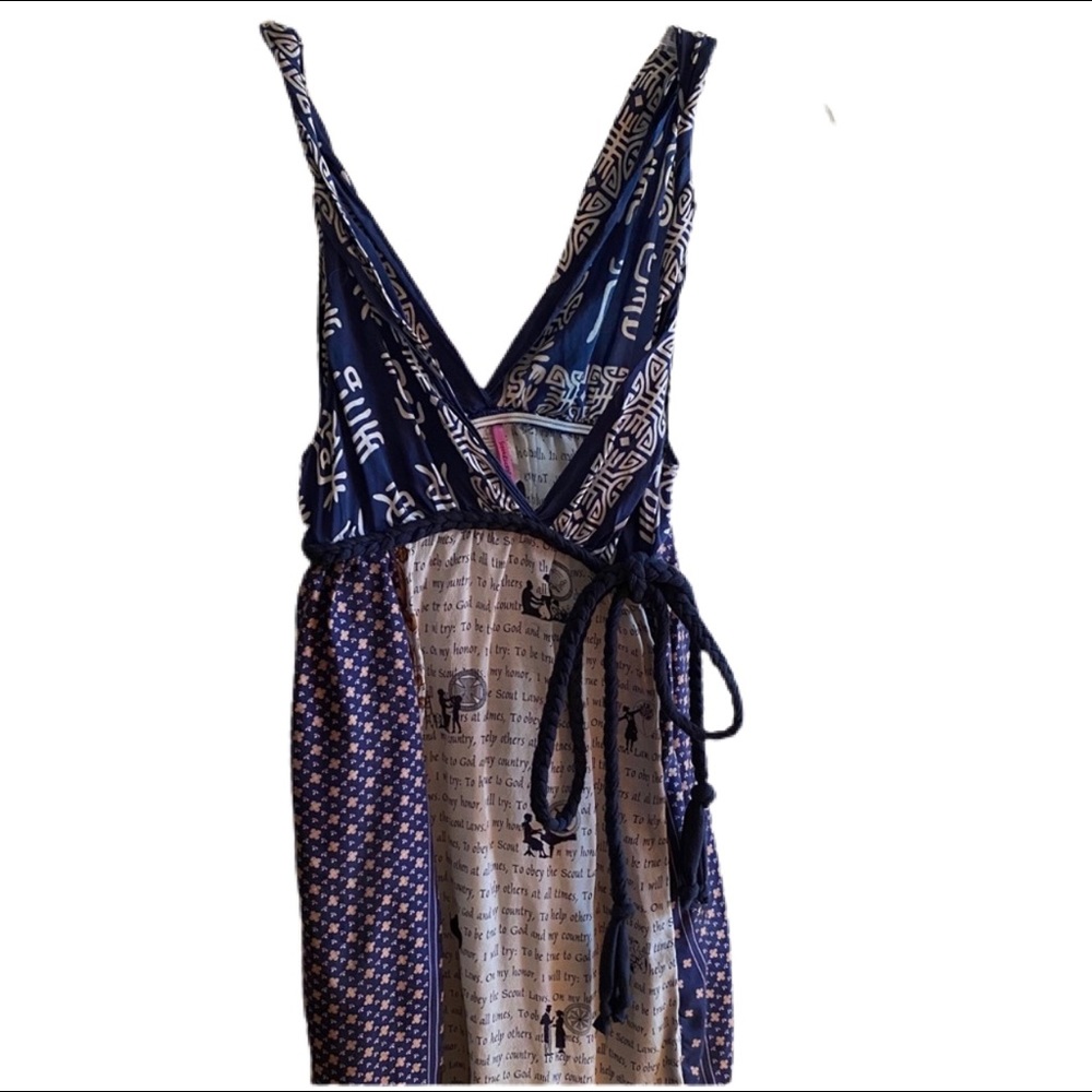 Super Lucky Cat Dress M braided waist Sleeveless